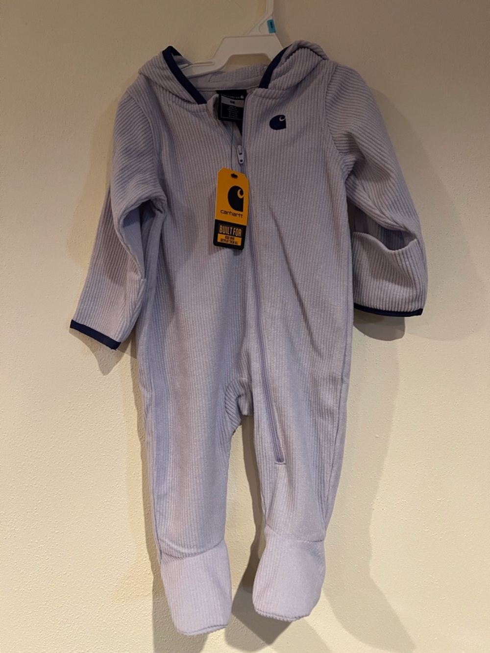 Carhartt Lavender Hooded Footed Baby One-Piece